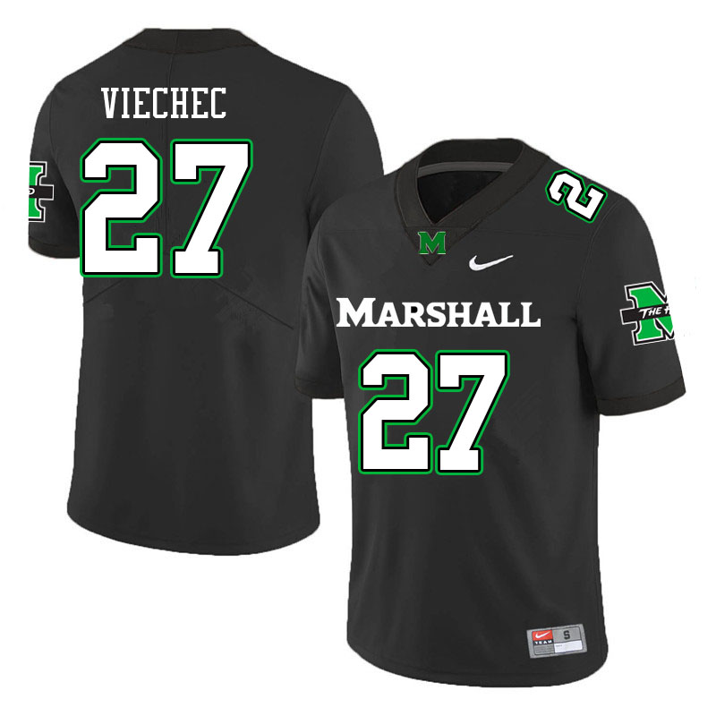 Men #27 Marc Viechec Marshall Thundering Herd College Football Jerseys Stitched-Black - Click Image to Close